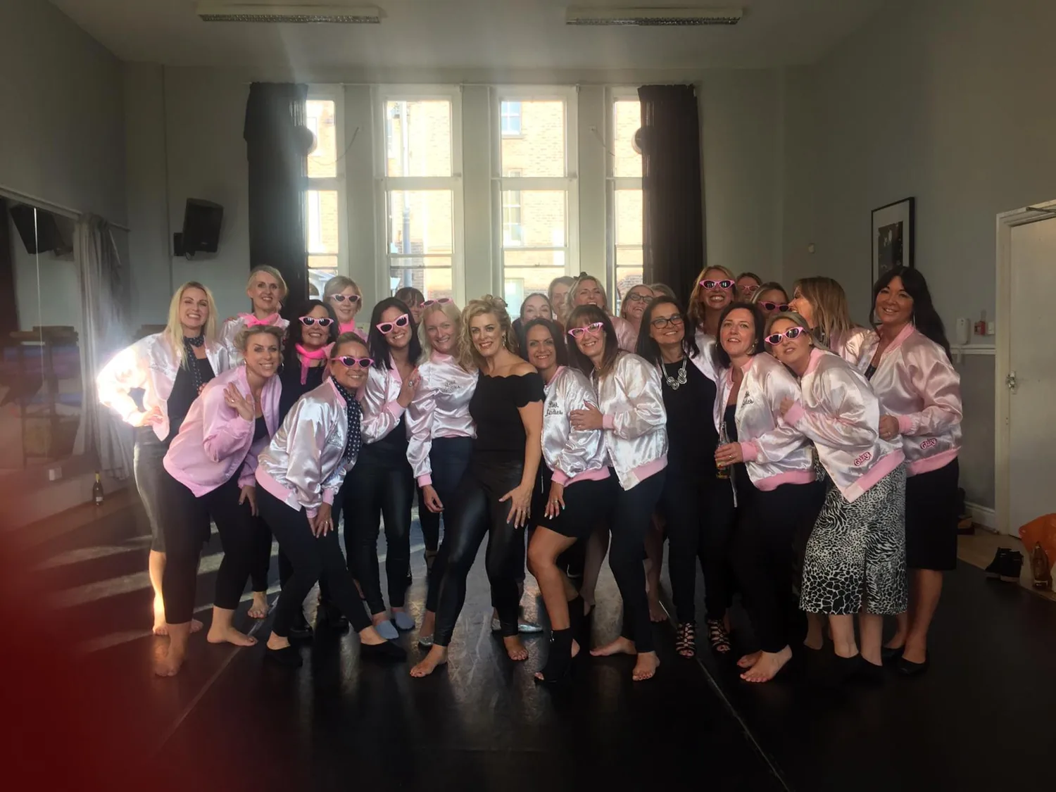 Sheffield hen party striking a Grease pose